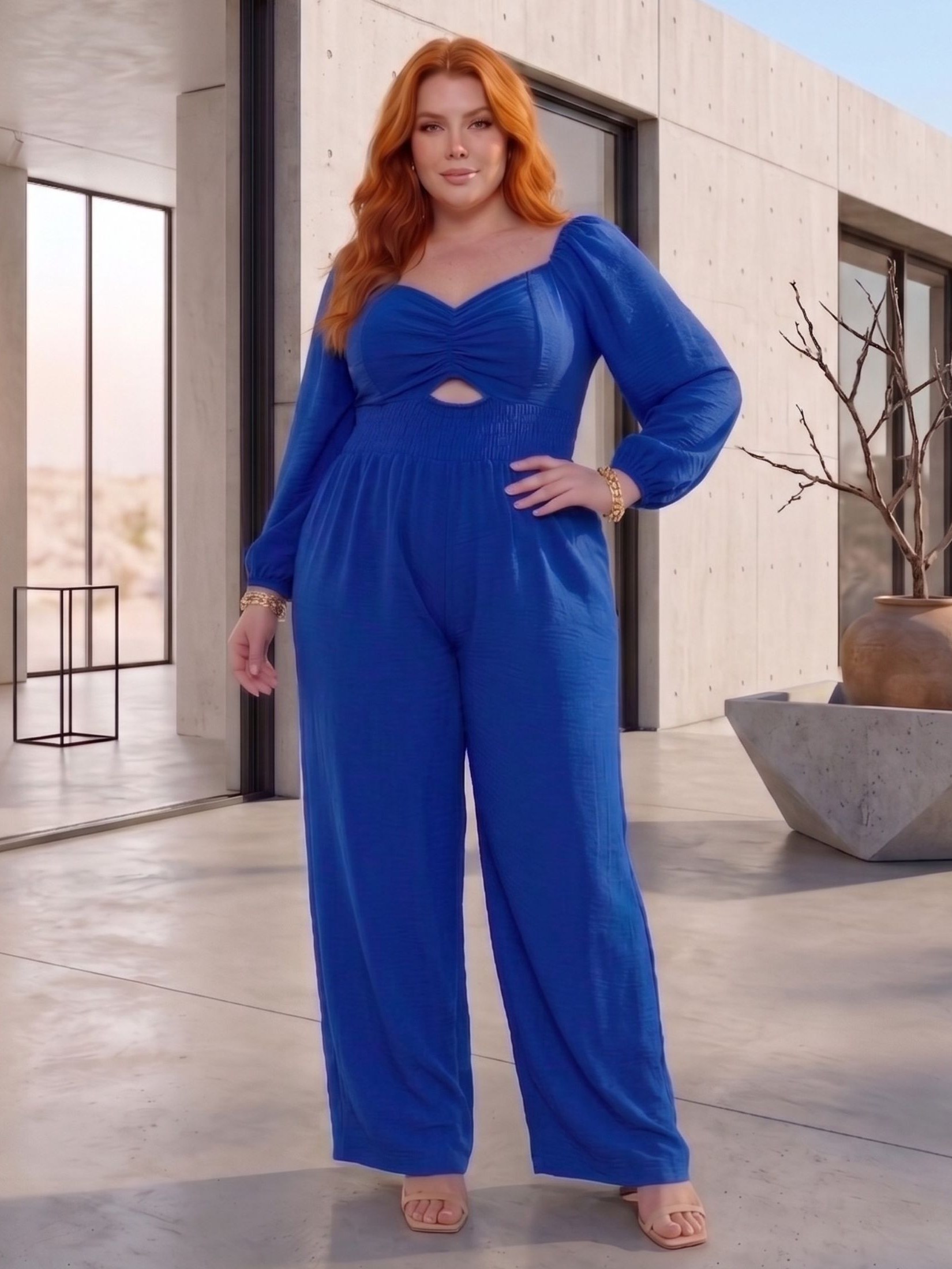 Macacão Longo Feminino Plus Size Tecido Duna Premium