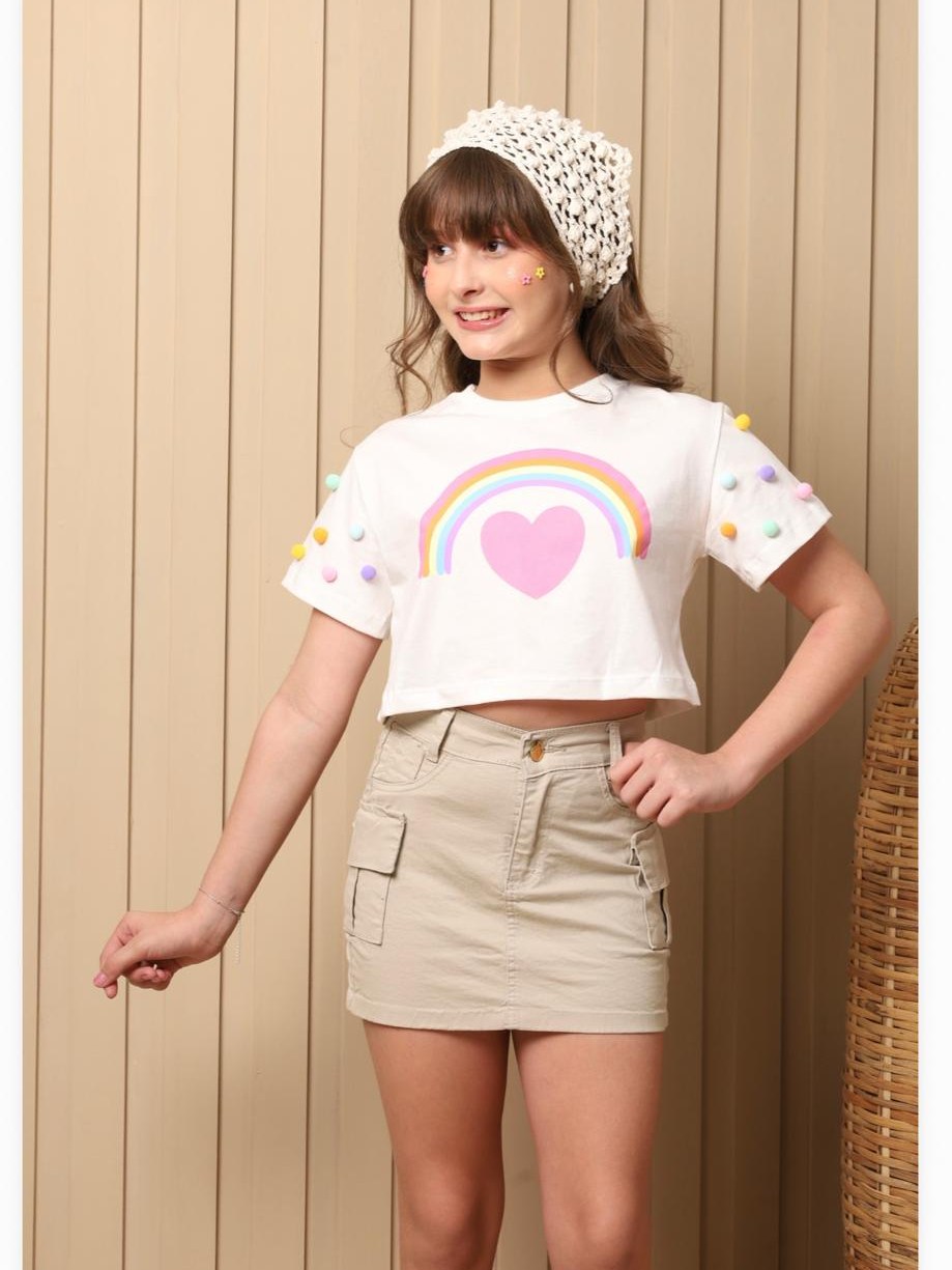 Saia Jeans Cargo Juvenil Infantil Bolso Lateral Com Lycra