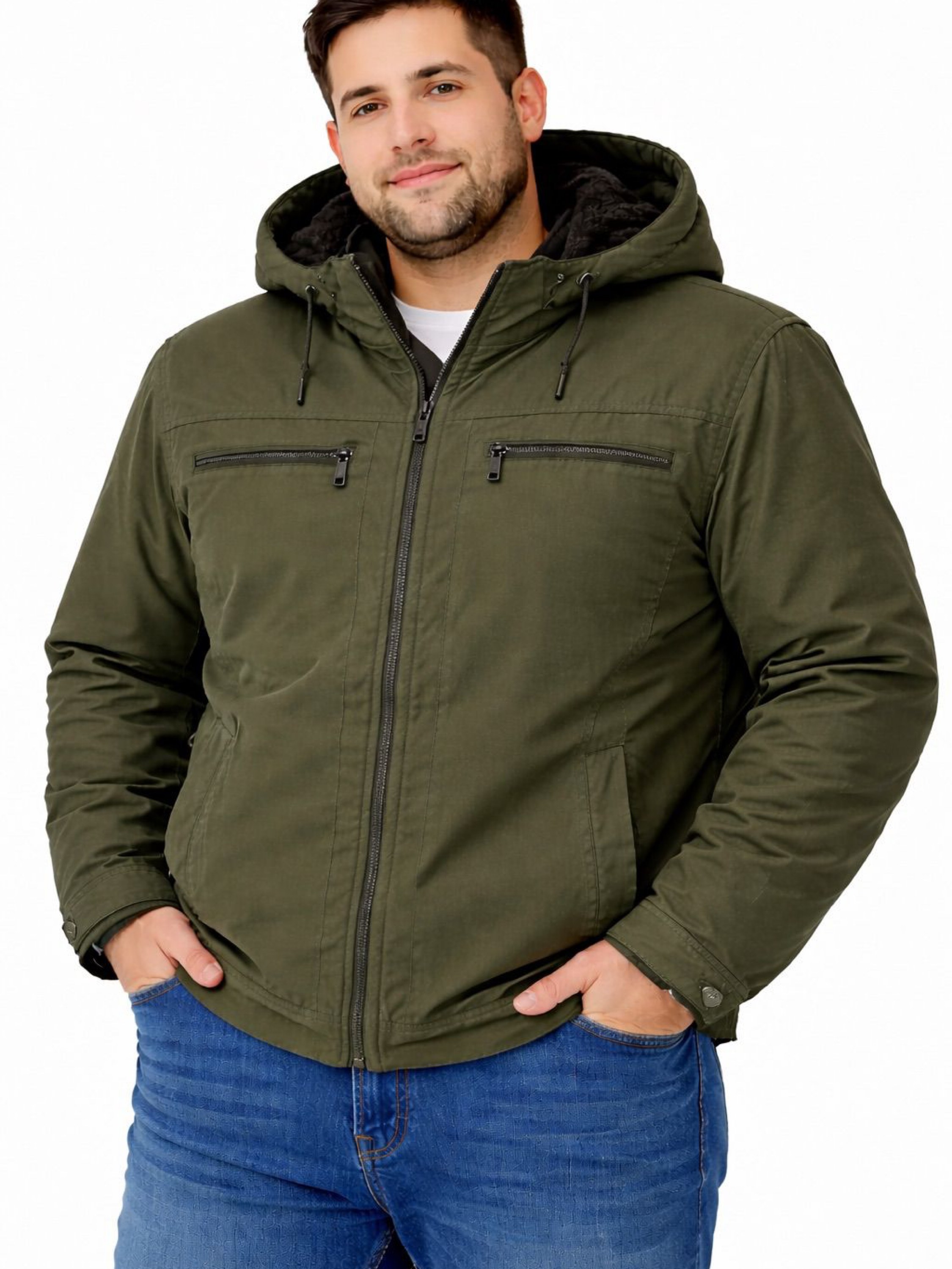 Jaqueta masculina plus size sarja peluciada
