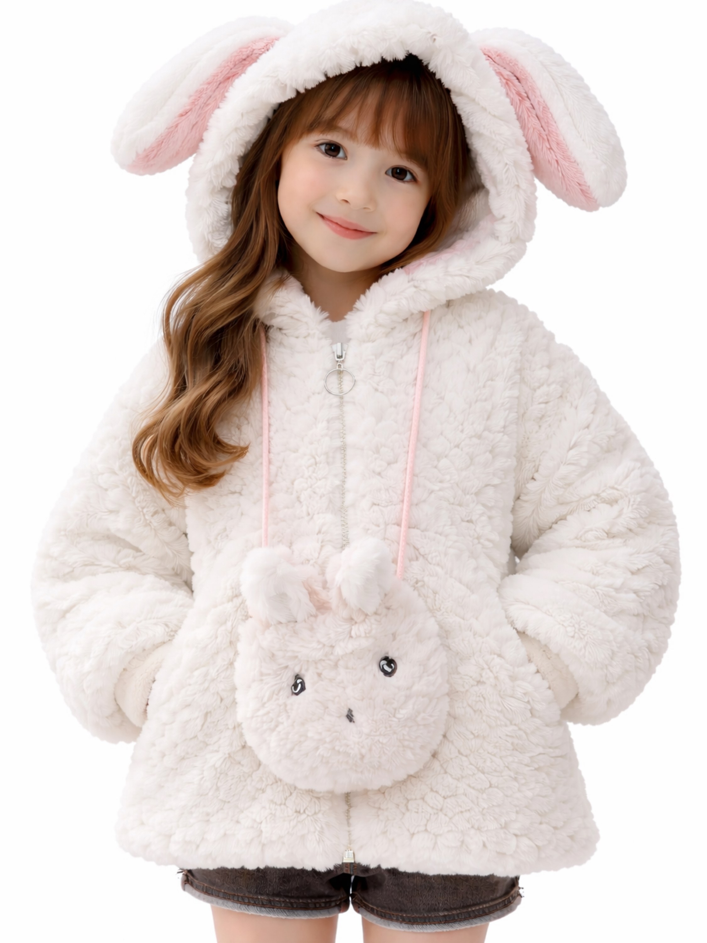 Jaqueta infantil teddy peluciada col bolsa