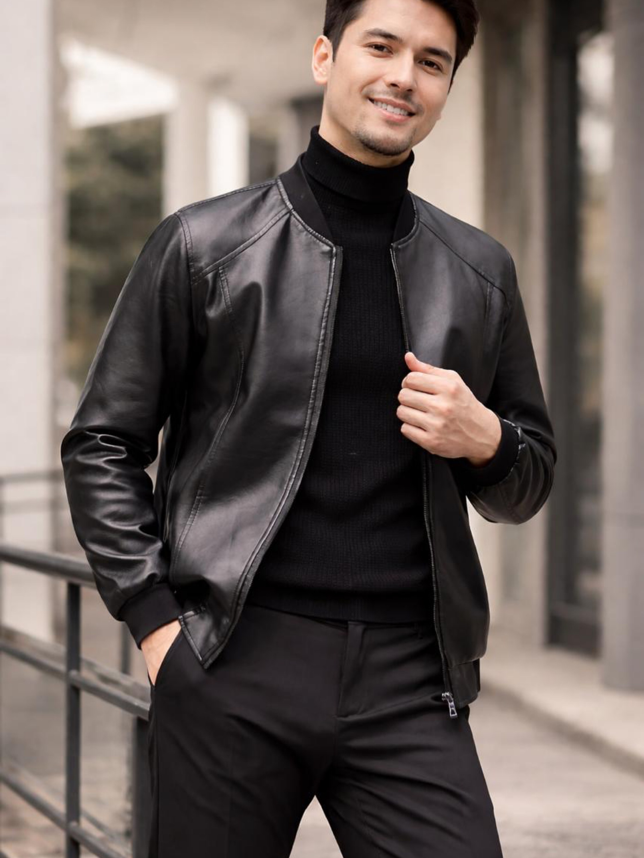 Jaqueta masculina couro sintetico peluciada