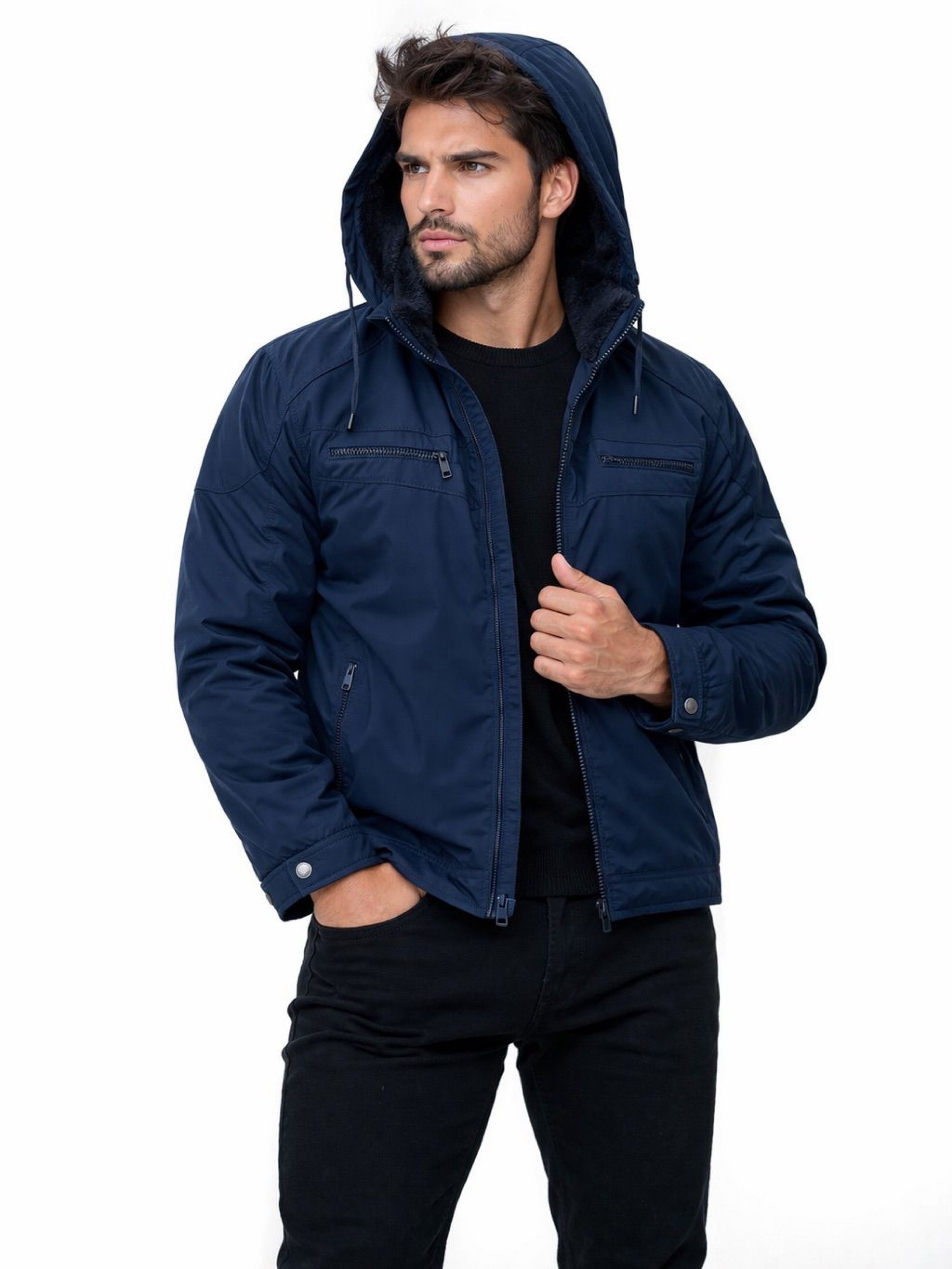 Jaqueta nylon masculina peluciada por dentro