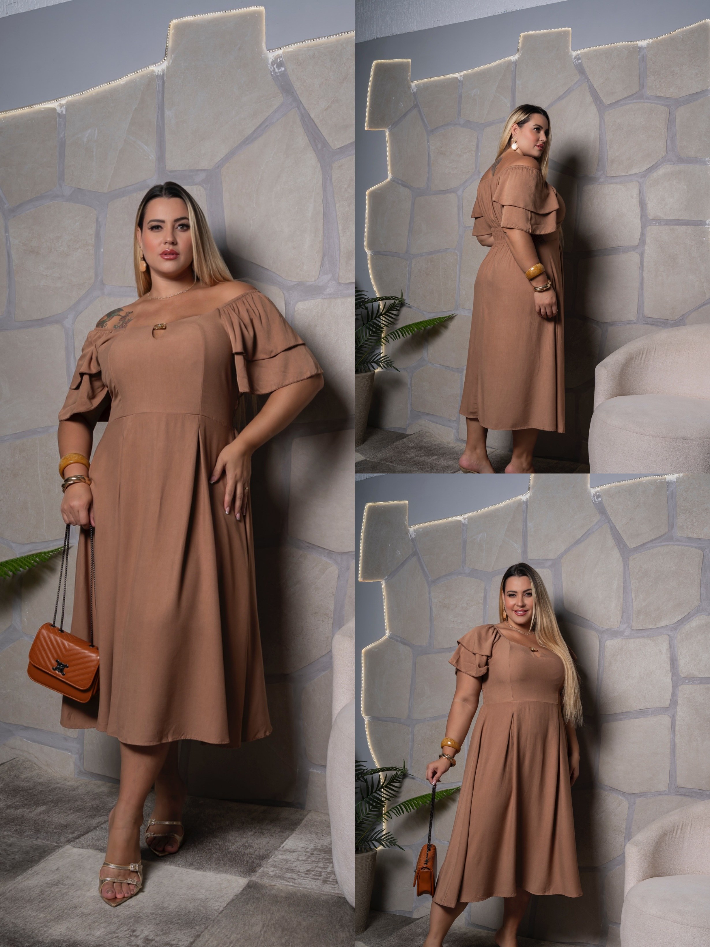 Vestido Midi Grace,Ciganinha Casual