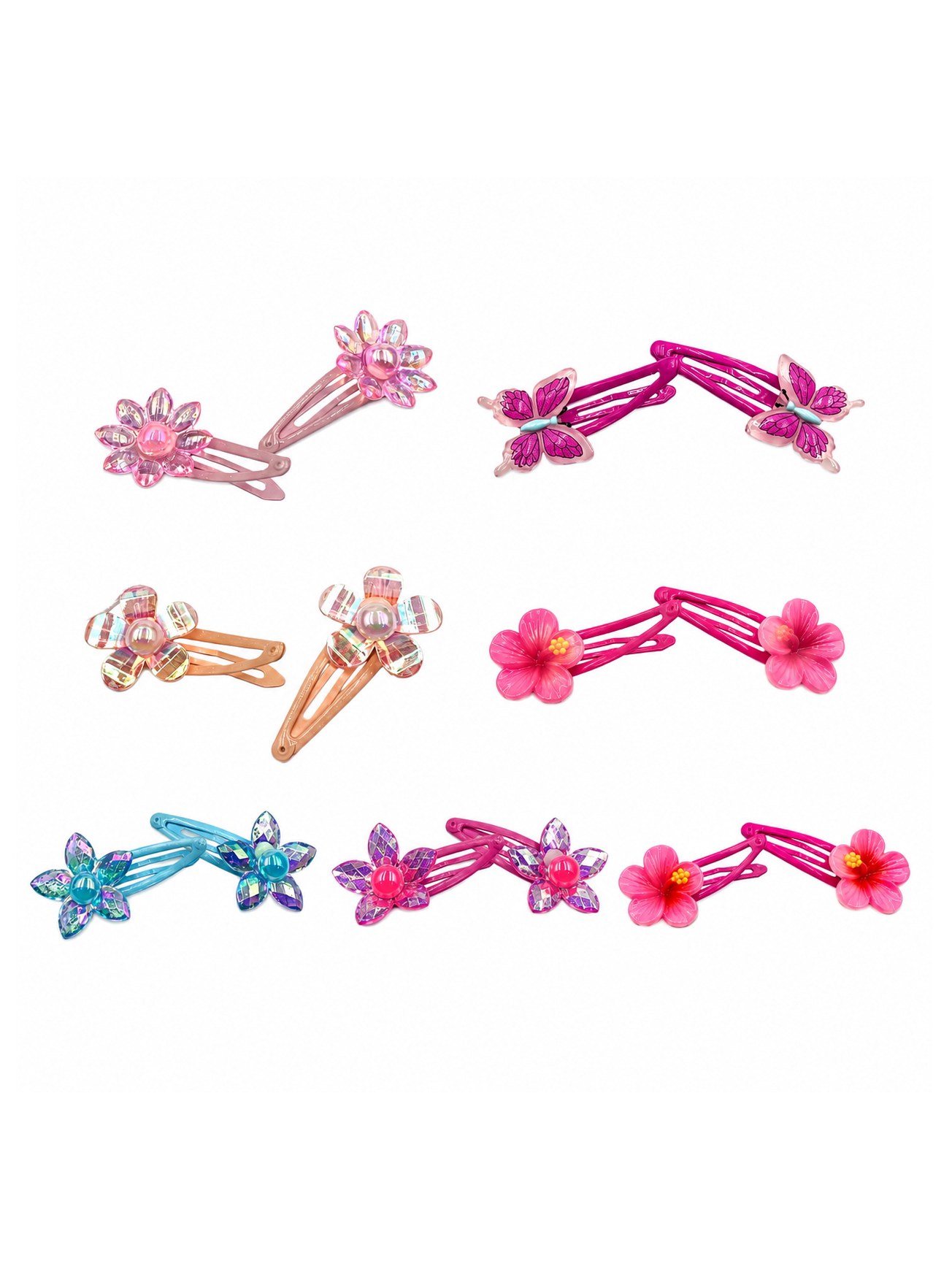 Tic Tac Cabelo Presilha Infantil Borboleta Flor Kit 20 Peças
