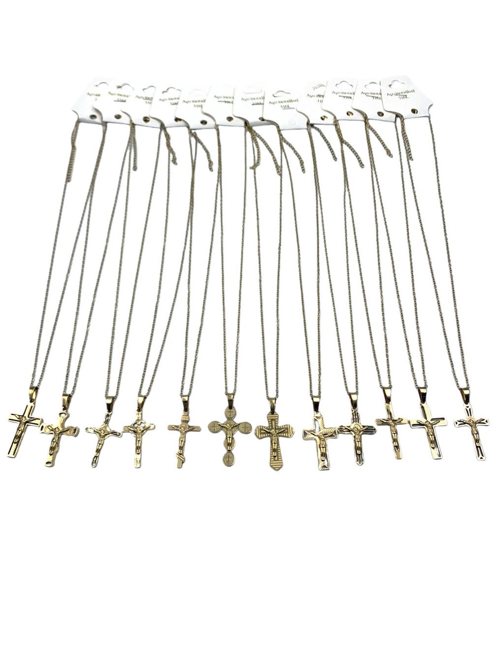 Colar Cruz Crucifixo Jesus Aco Inoxidavel Kit 12