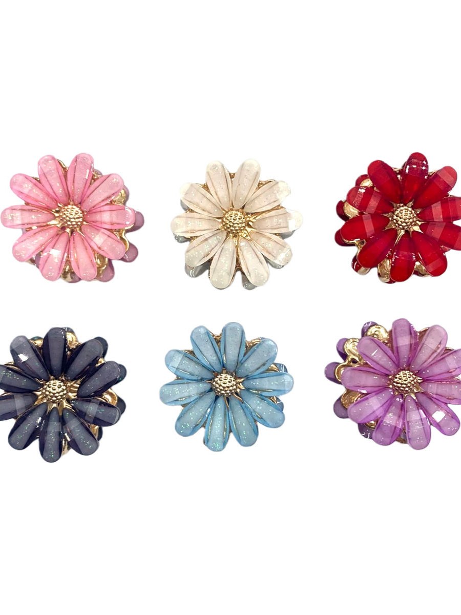 Piranha Cabelo Flor Cristal Strass Brilho Presilha Kit 12