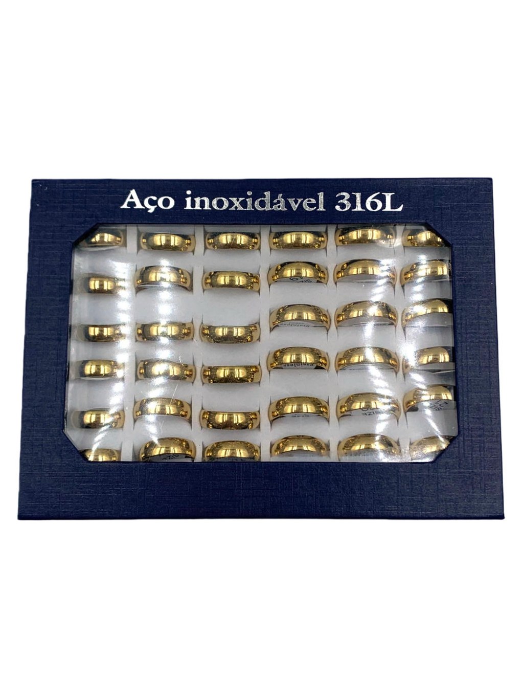 Alianças Aço Inox 316l Dourada Casamento (M) Kit 36 Peças
