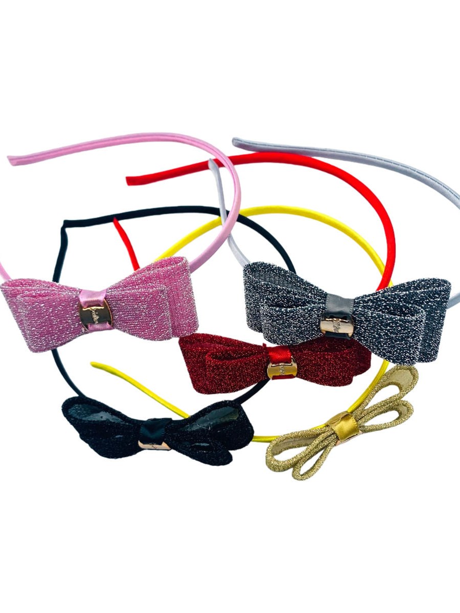 Kit 12 Tiara Cabelo Laco Fita Brilhante Metalizada