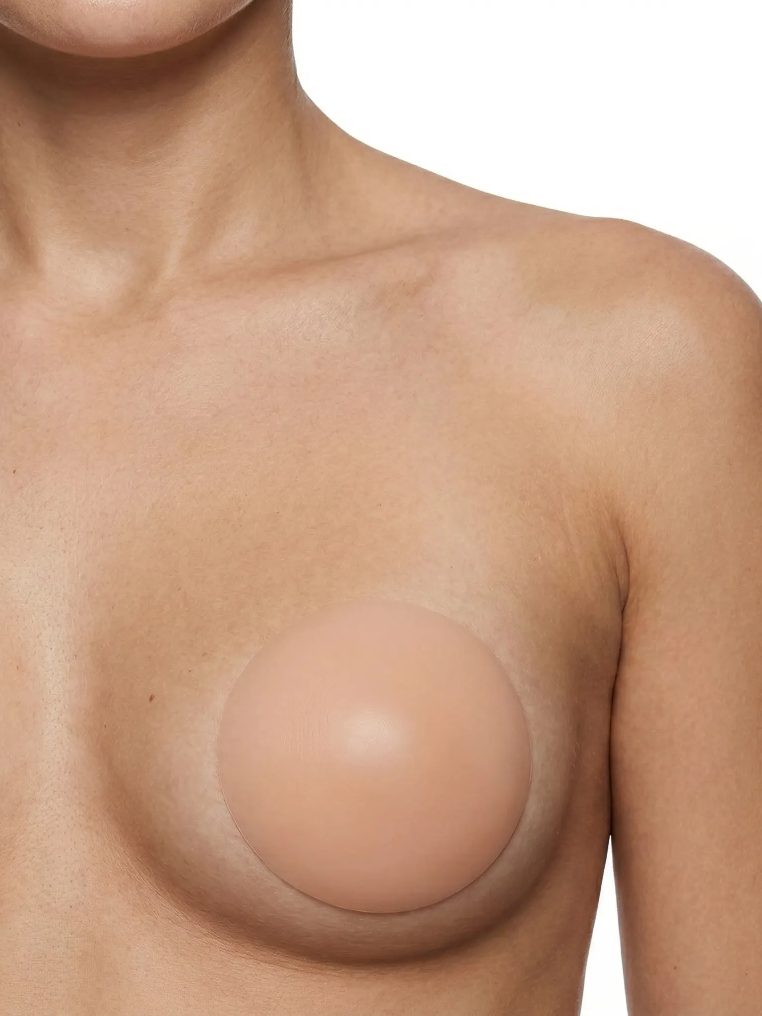 Protetor Mamilo Silicone Redondo Adesivo Invisivel Bege