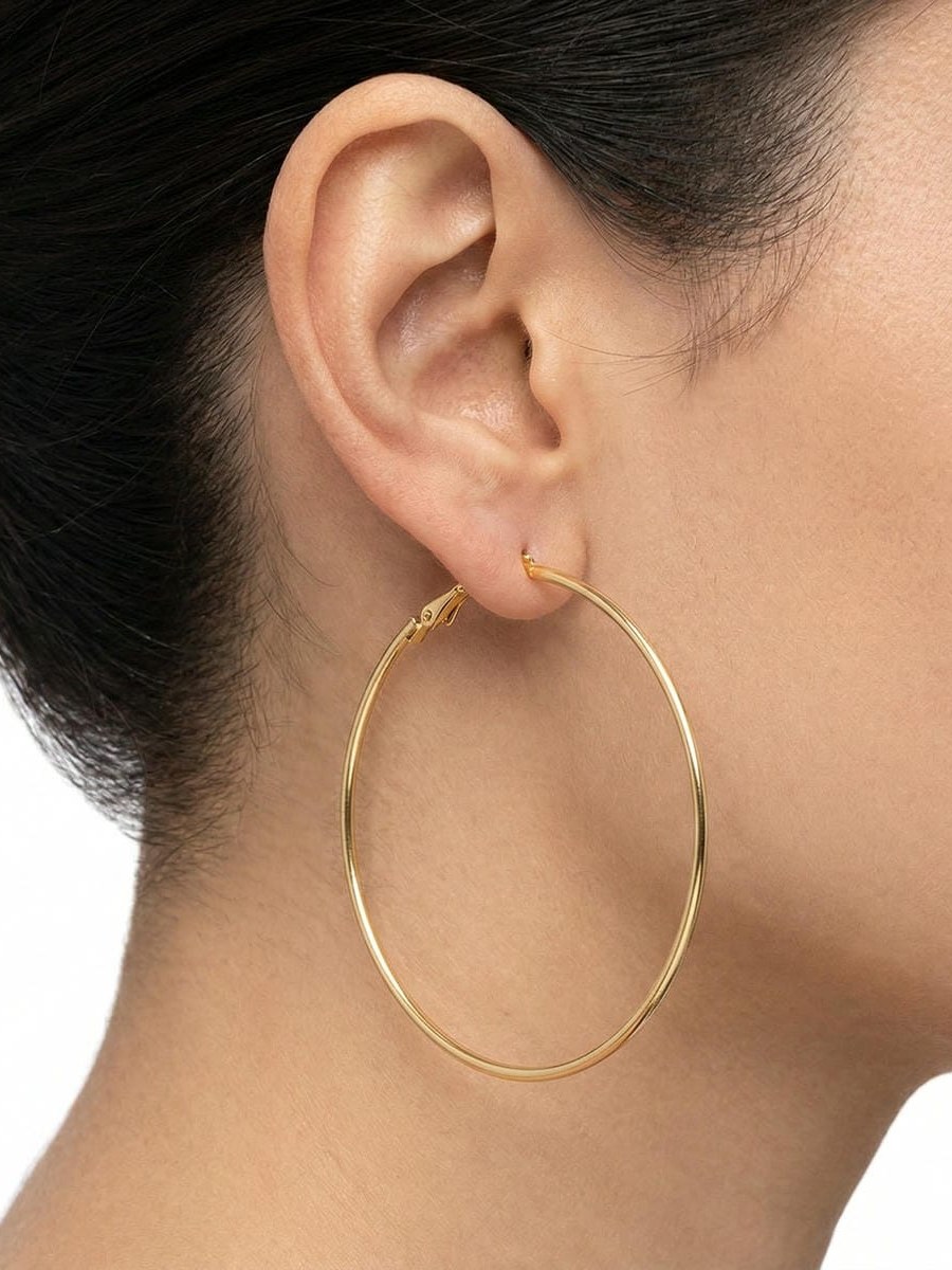 Brinco Argola Lisa Dourada Feminino Cartela 12 Pares (3 CM)