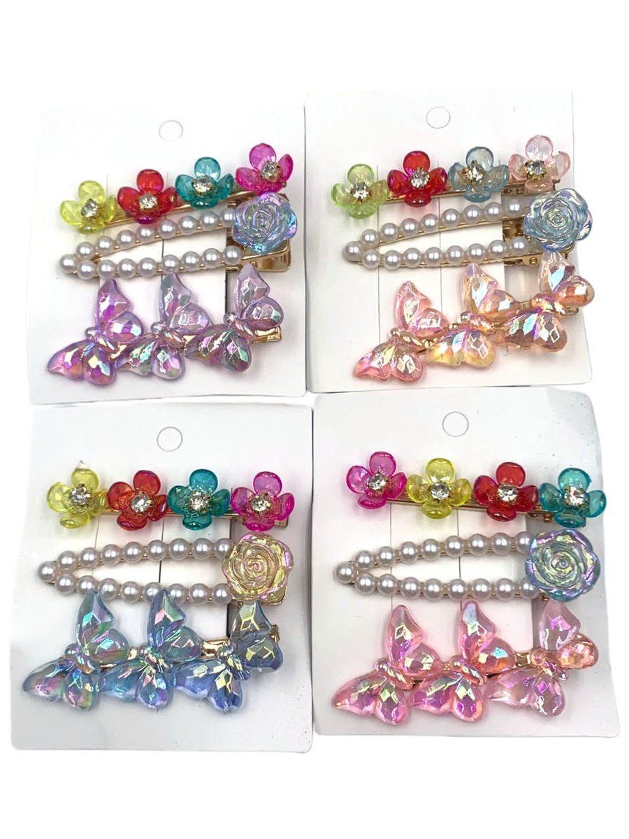 Presilha Cabelo Flor Borboleta Pérola Kit 36 Peças