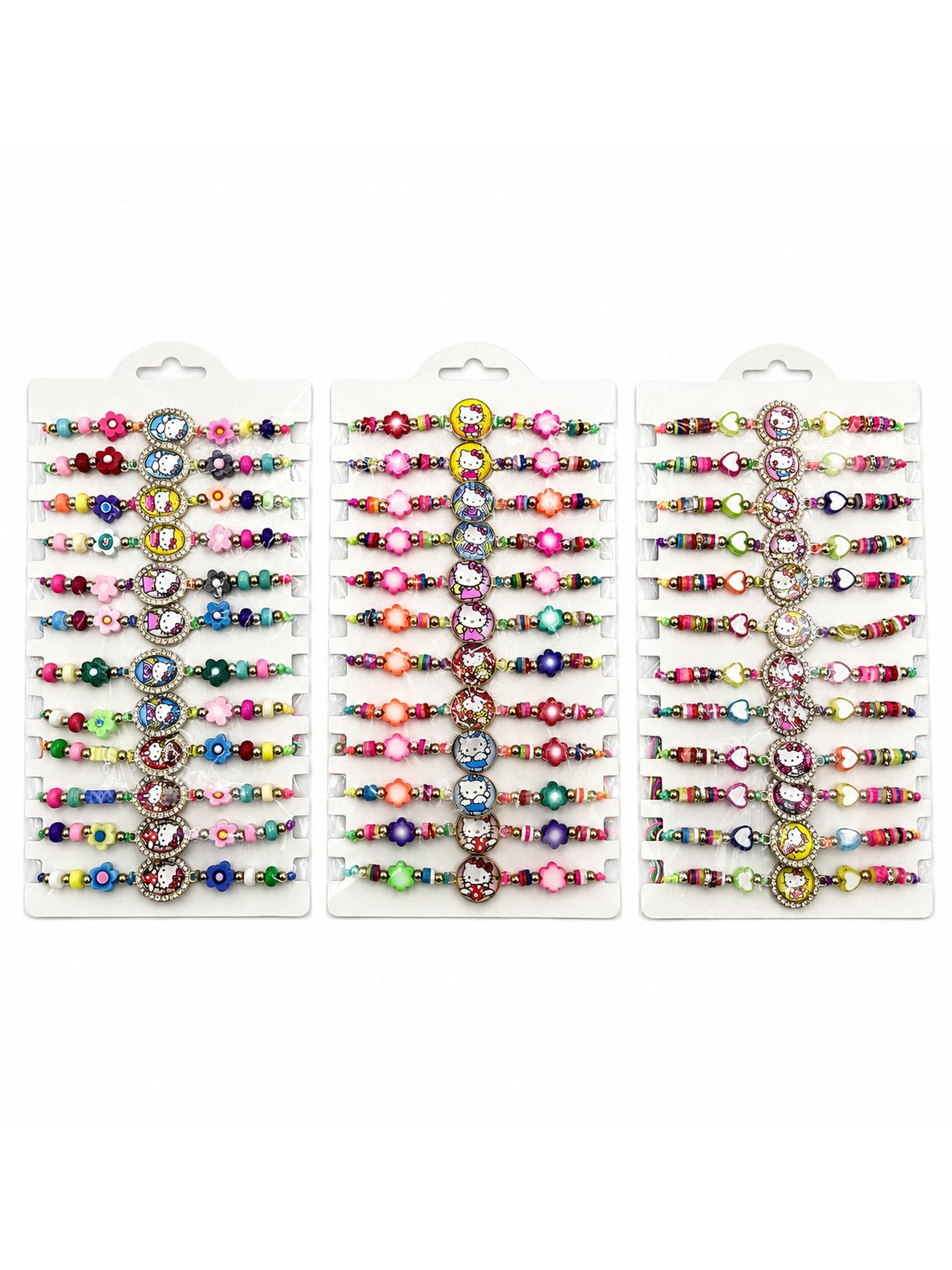 Kit 12 Pulseira Infantil Ajustável Menina Miçanga Gatinha