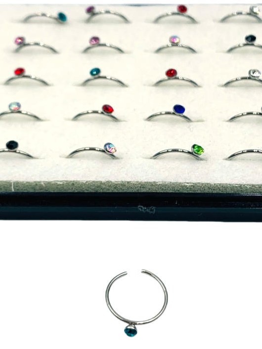 Piercing de Nariz Argola Aco Cirurgico Strass Caixa 40 Unid
