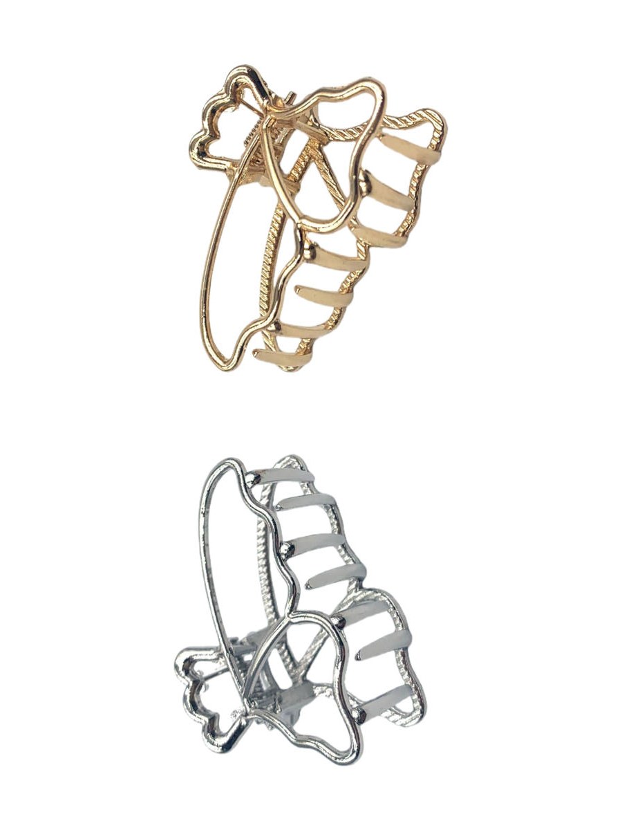 Kit12 Piranha Cabelo Presilha Metal Dourada Prateada Simples