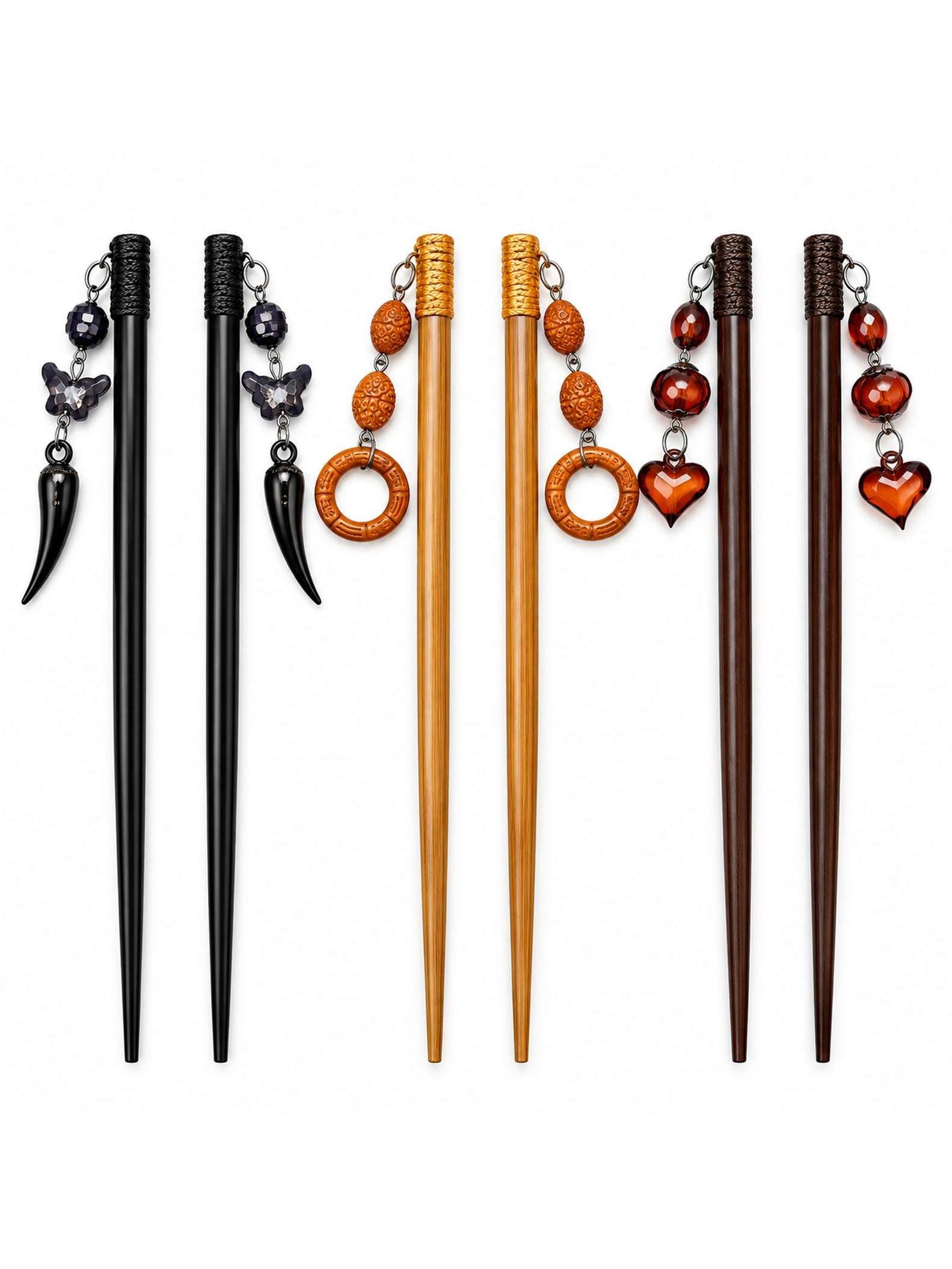 Kit 12 Palito de Cabelo Oriental para Coque Pingente