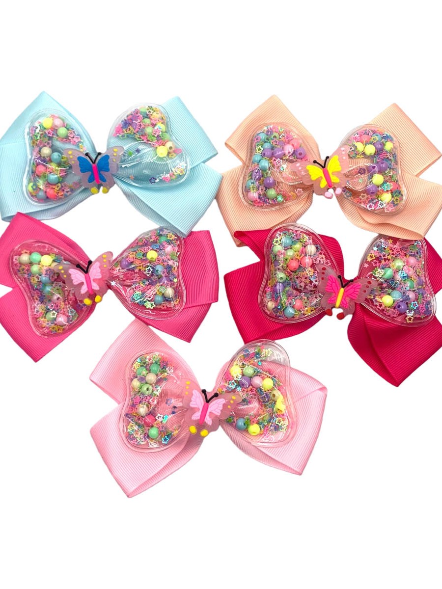 Presilha Cabelo Laço Infantil Acrílico Transparente Kit 12