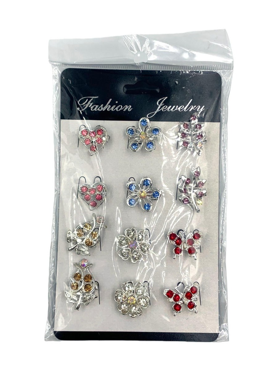 Broche Alfinete de Strass Enfeite Roupa Feminino Kit 12