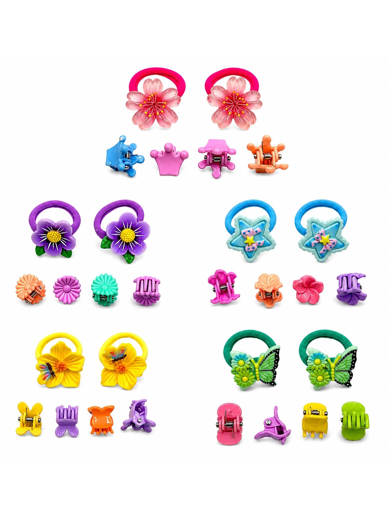 Kit Acessórios Cabelo Infantil Rabicó e Mini Piranha 60Peças