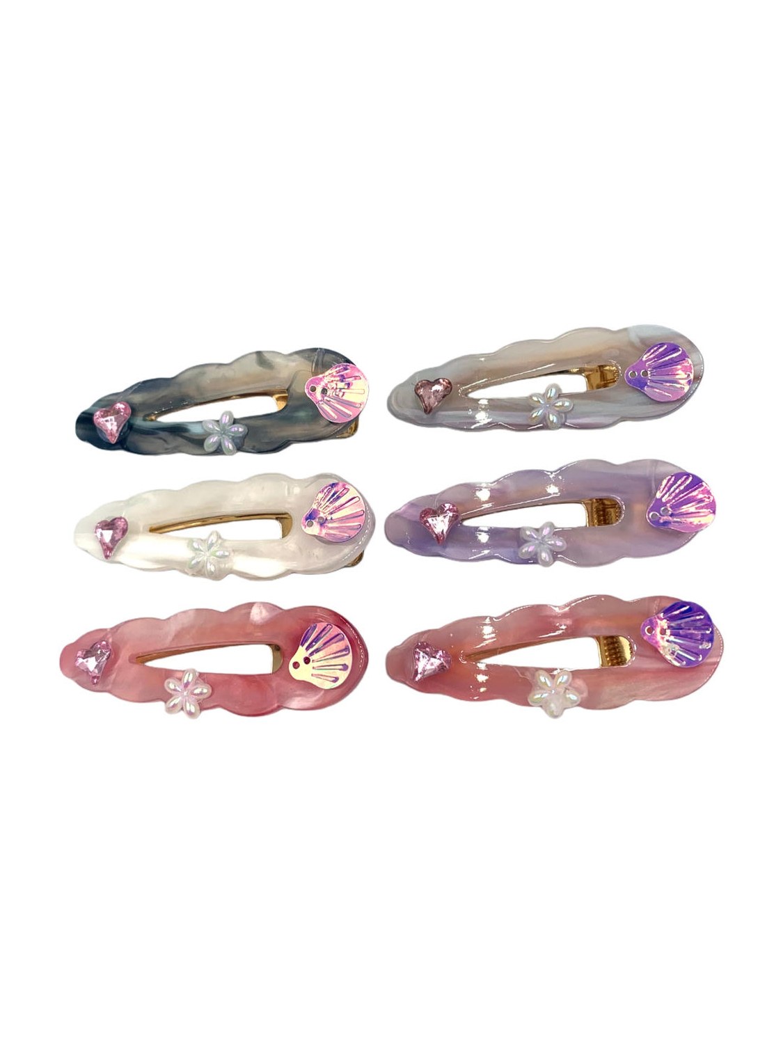 Bico de Pato Presilha Cabelo Resina Apliques Kit 24 Peças