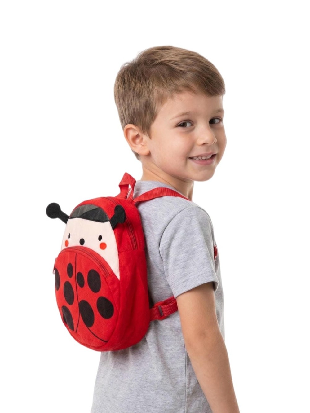 Mochila Infantil Pelucia Animais Bichinho 2 Bolsos Ziper