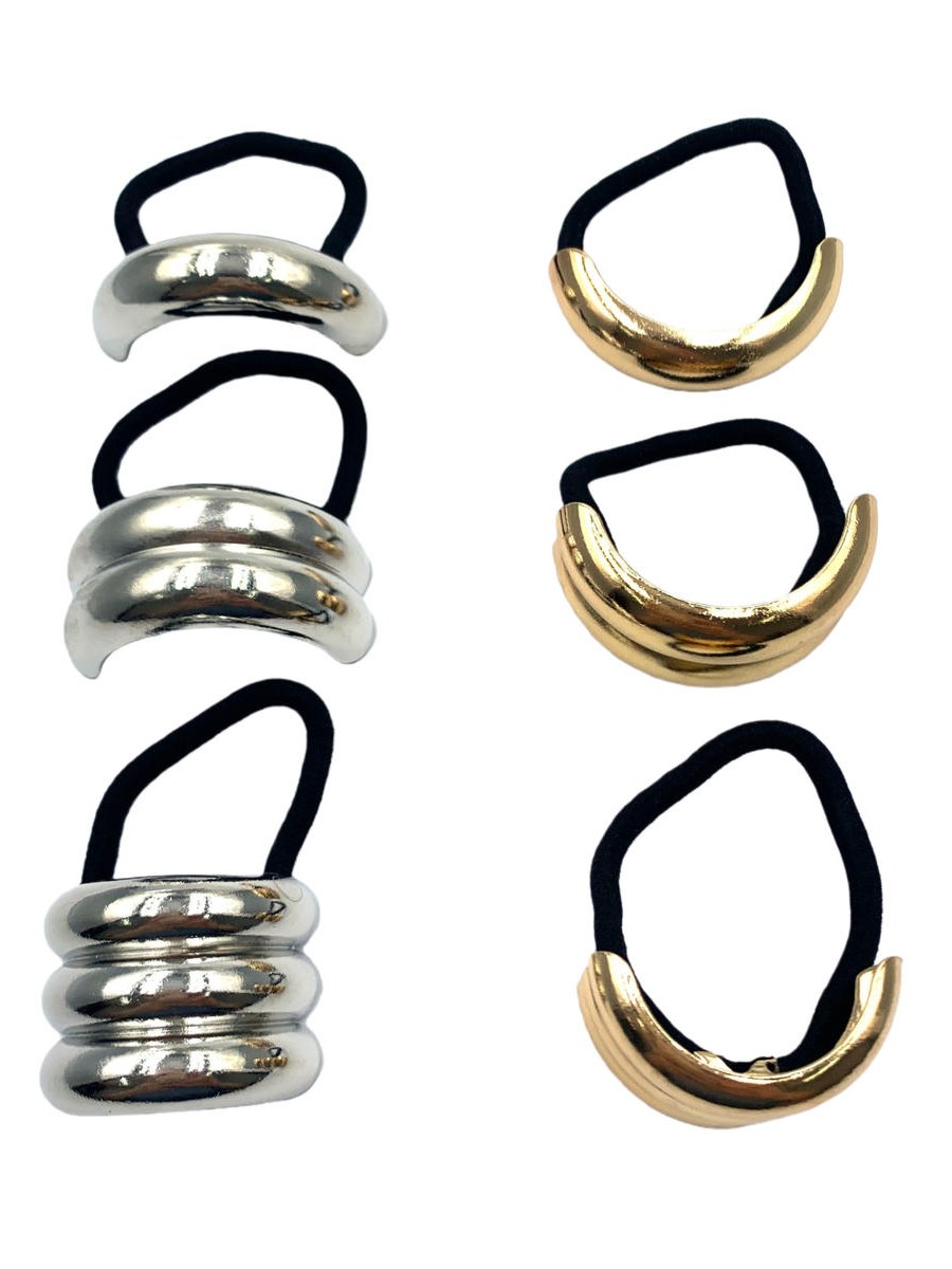 Kit 12 Elástico De Cabelo Metalizado Dourado E Prateado