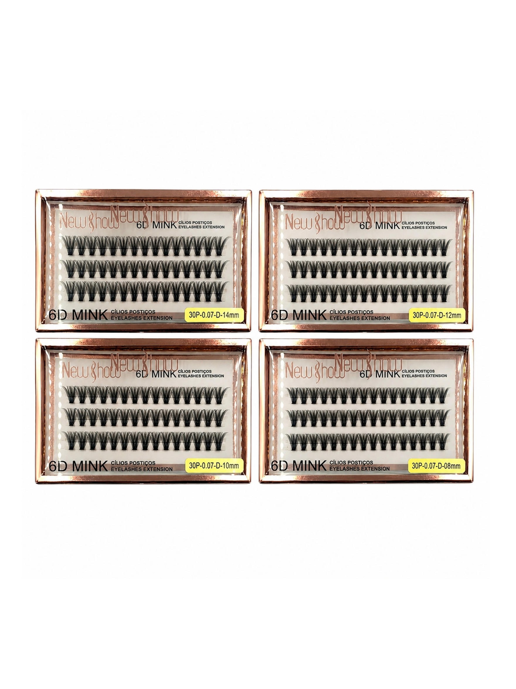Cílios Postiços em Tufos 6D Mink Alongamento Kit 10 Caixas