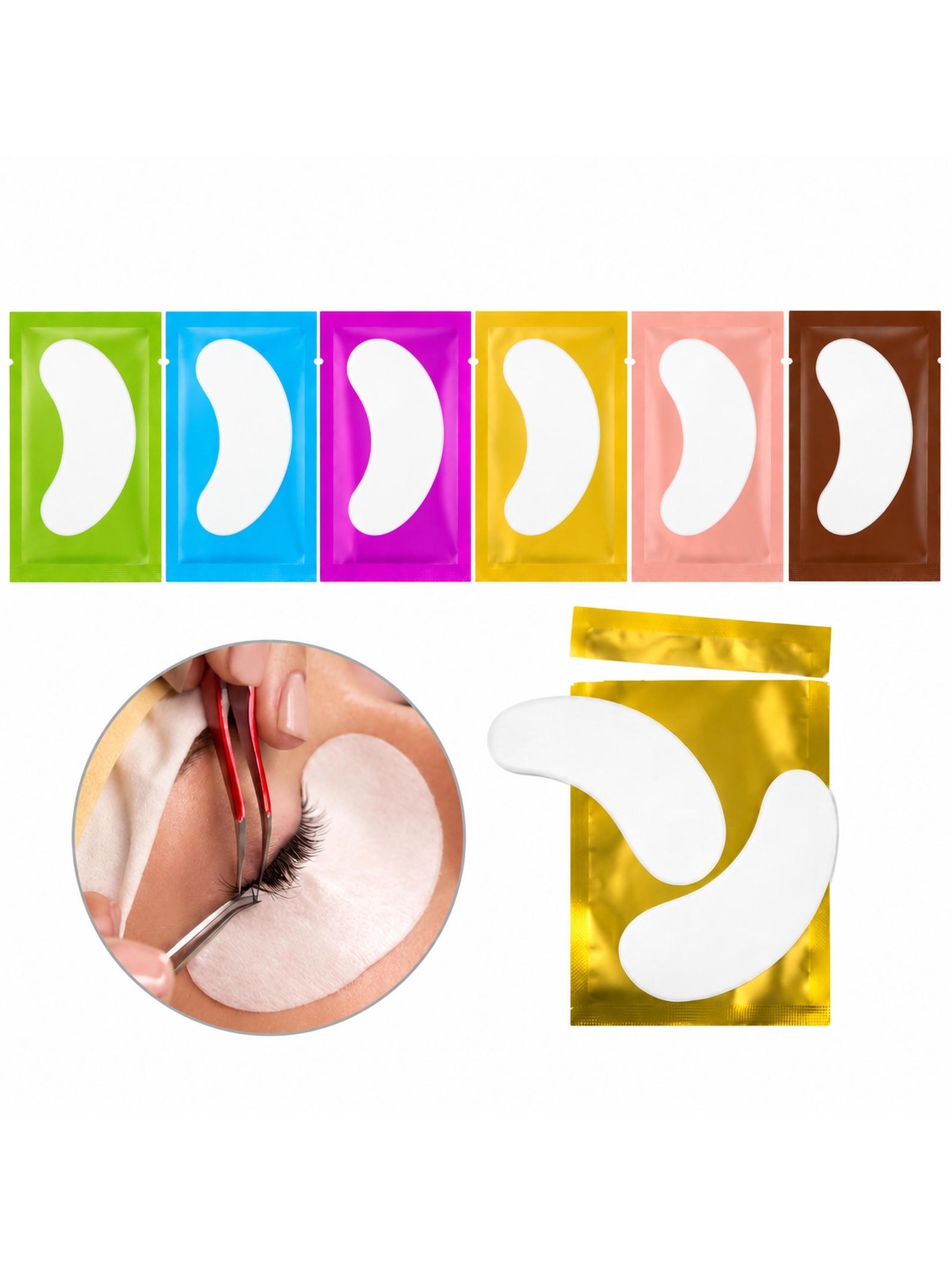 Kit 100 Protetor Pálpebra Adesivo Hidrogel Extensão Cílios
