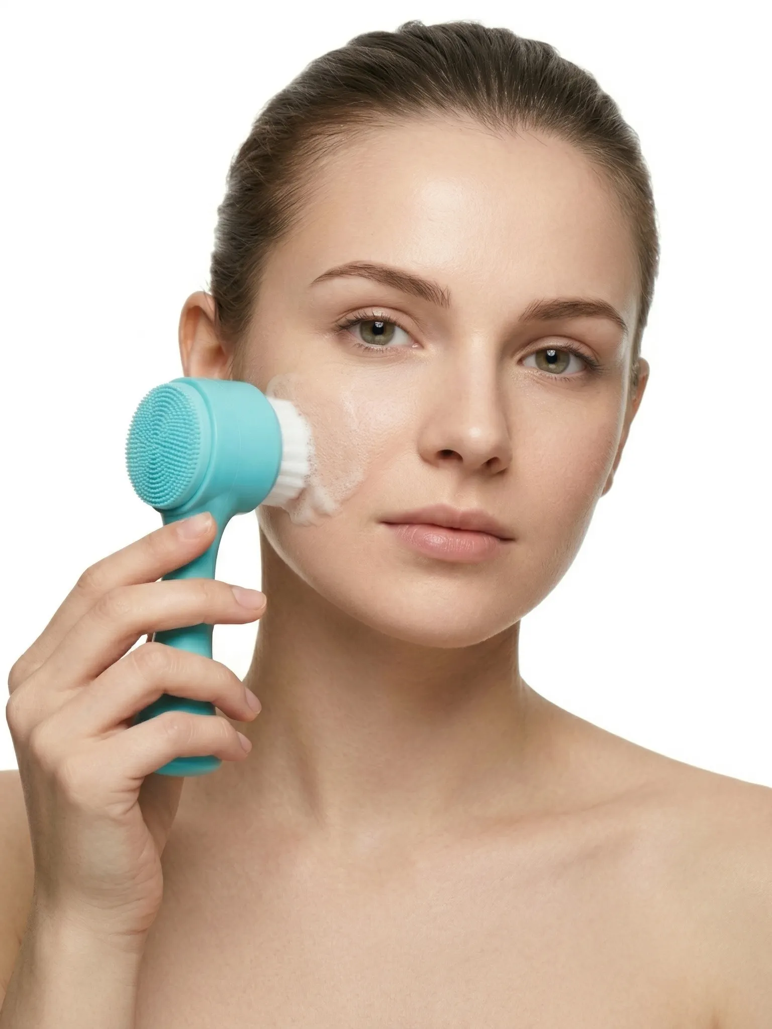 Escova de Limpeza Facial Dupla Face Silicone Macio Kit 12