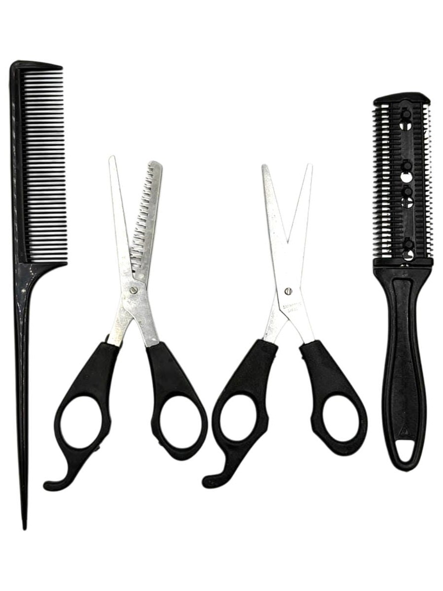 Kit Tesouras Corte Cabelo Desbaste Pente Navalha