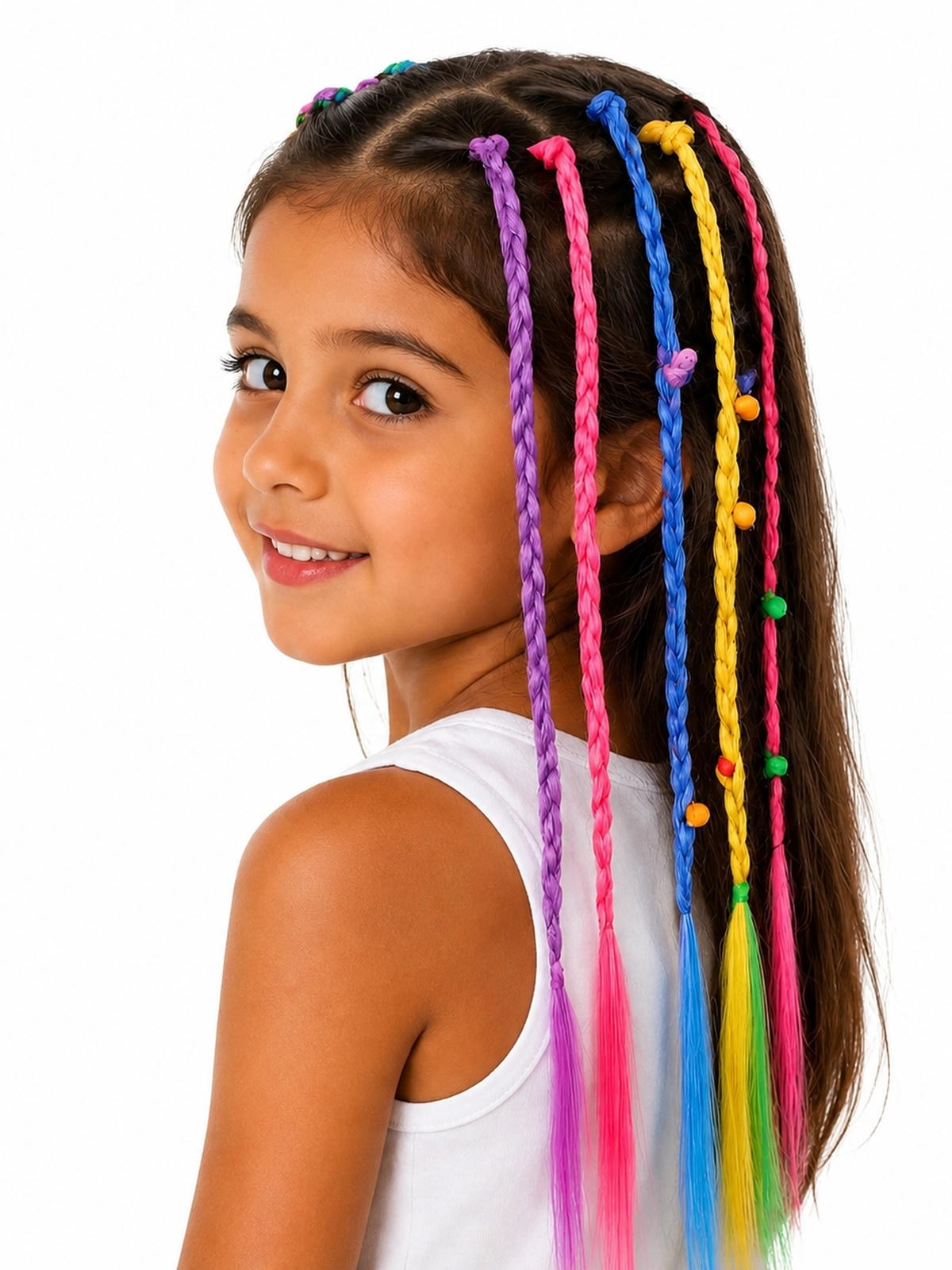 Mecha Cabelo Colorida Infantil Aplique Piranha Kit 72 Peças