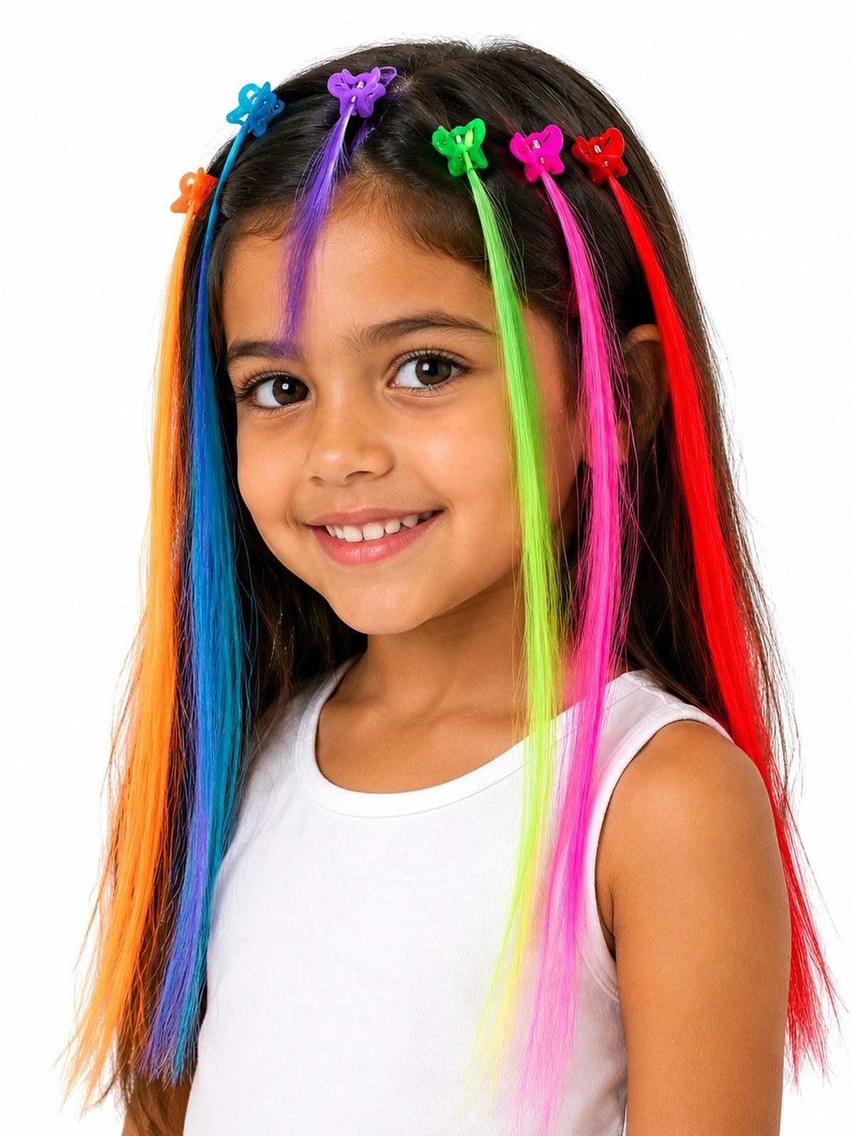 Mecha Cabelo Colorida Infantil Aplique Piranha Kit 72 Peças