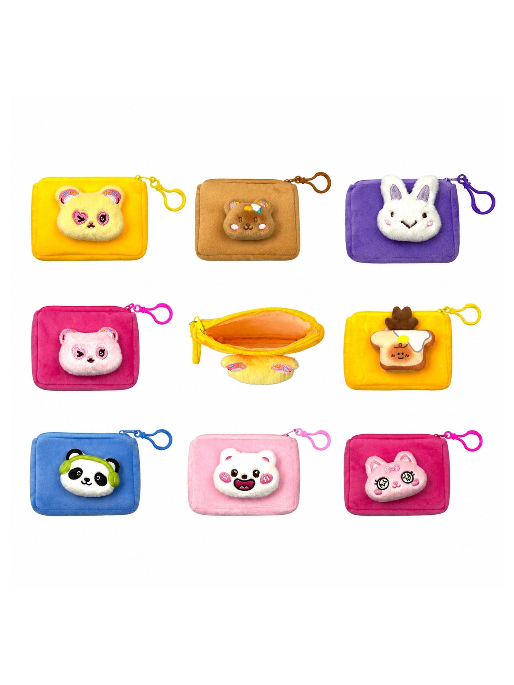Bolsinha Porta Moedas Niqueleira Pelucia Chaveiro Kit 12Peça