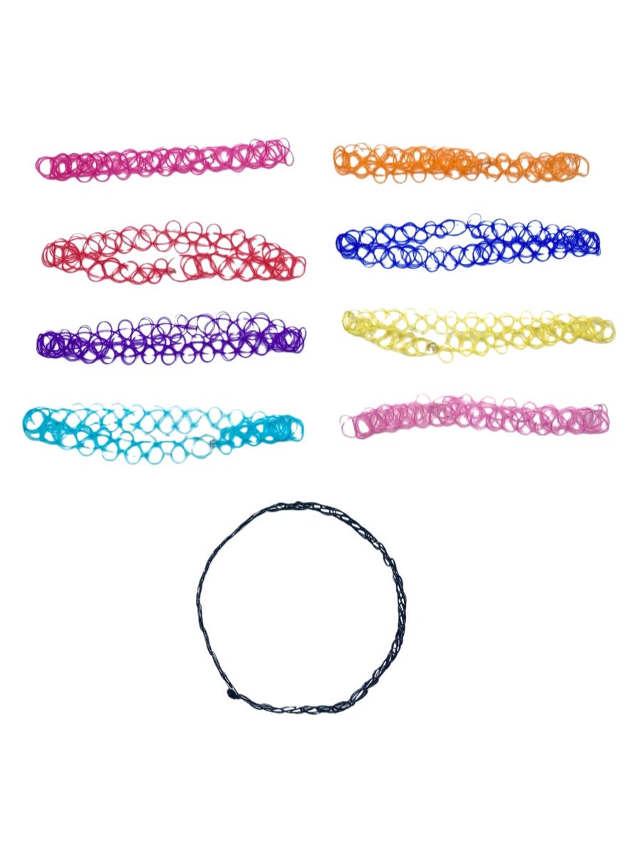 Cartela Colar Choker Tattoo Elastico Colorido Fio Kit 12