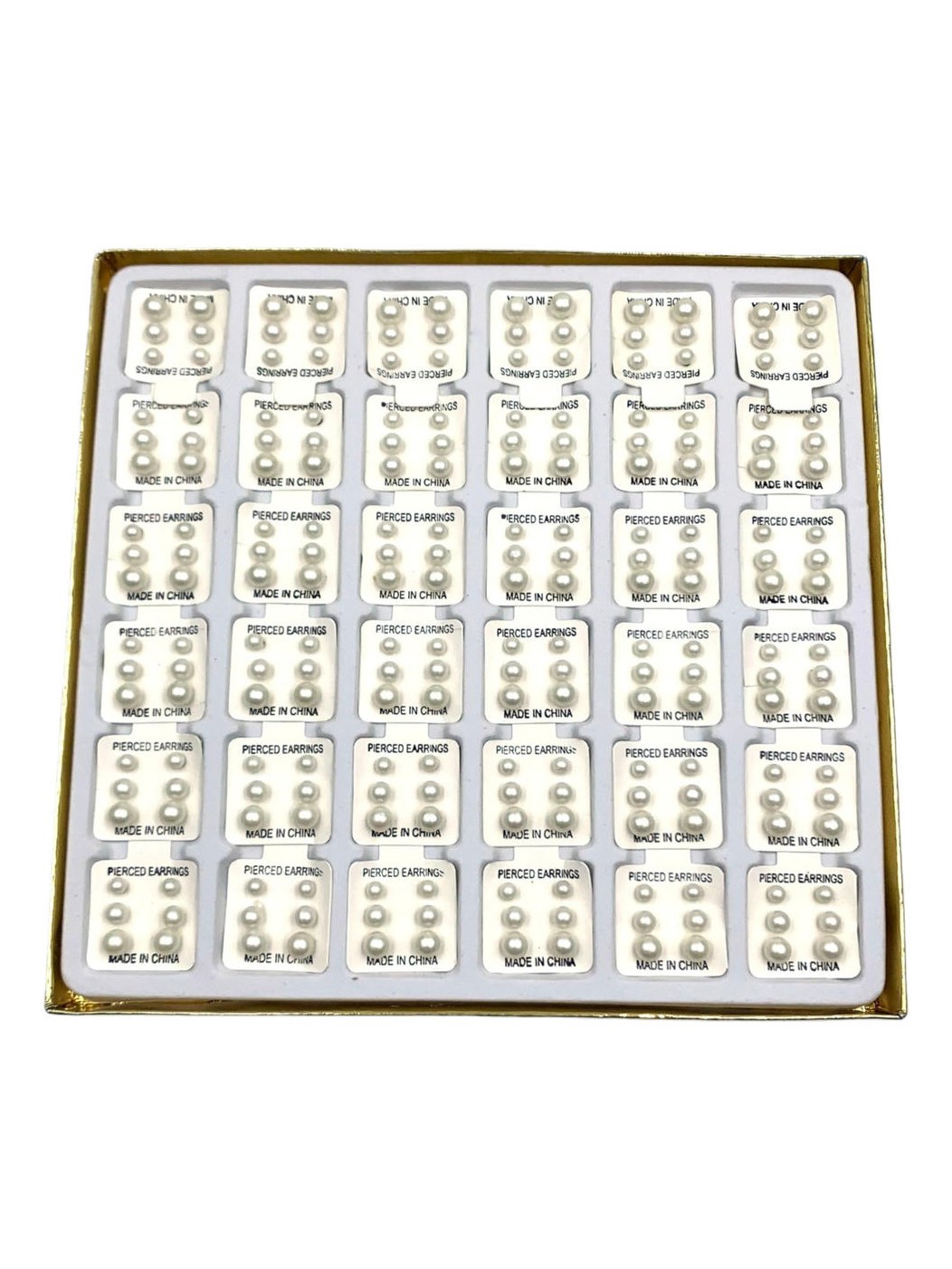 Caixa Brincos Pequenos Strass Perola 108 Pares SSED63