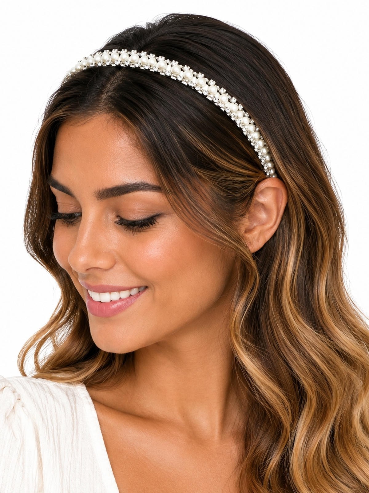 Tiara Cabelo Arco Fino Strass Perola Pedraria Festa 12 Peças