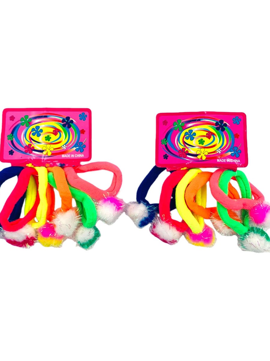 72 Pc Elástico de Cabelo Xuxinha Pompom Colorido