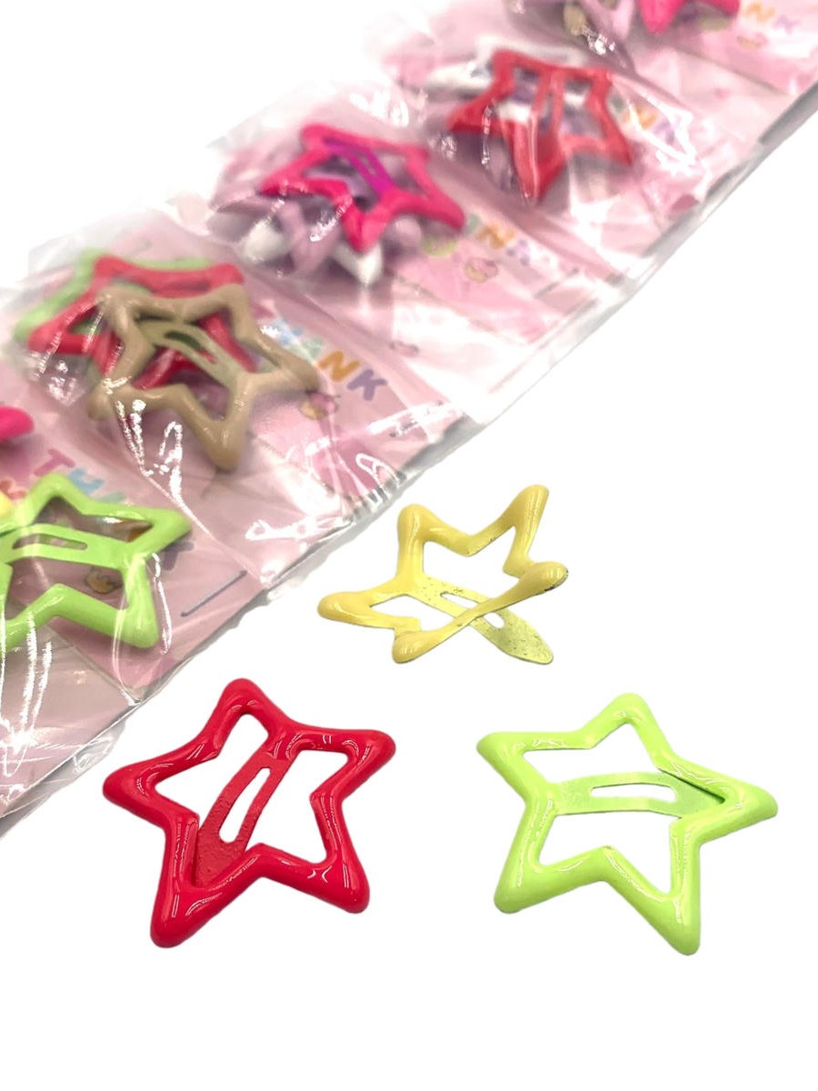 Presilha Tic Tac Cabelo Estrela Colorida Kit 30