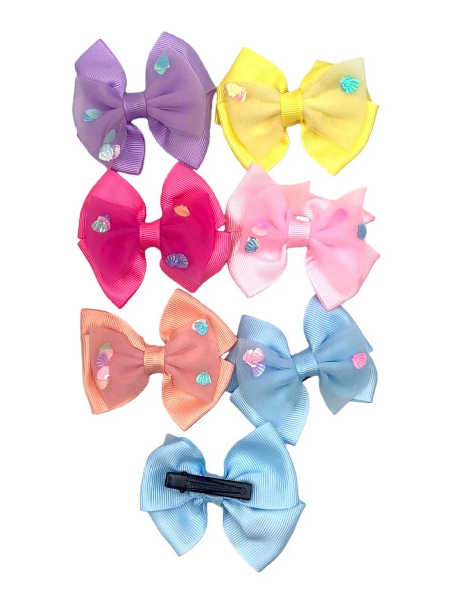 Presilha Cabelo Infantil Mini Laco Tecido Perola Kit 24