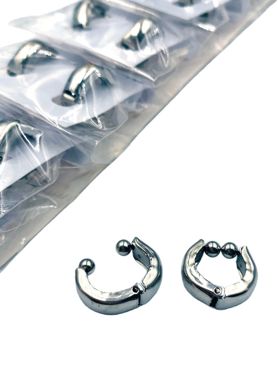 Brinco de Pressão Aço Inox Falso Piercing Orelha Kit 12