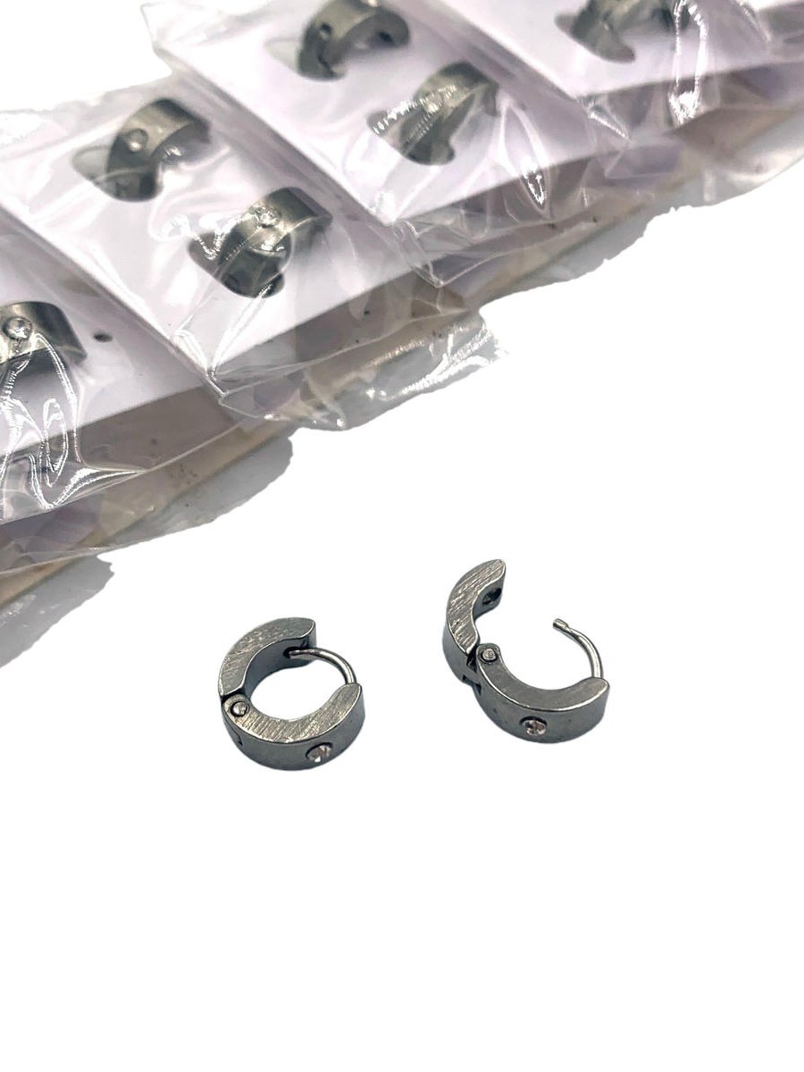 Kit 12 Pares Brinco Argola Aço Inox Unissex Fosco Zircônia