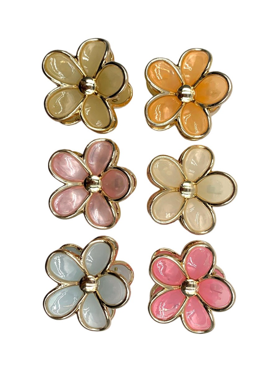 Piranha Cabelo Flor Havaiana Borda Dourada Prendedor Kit 12