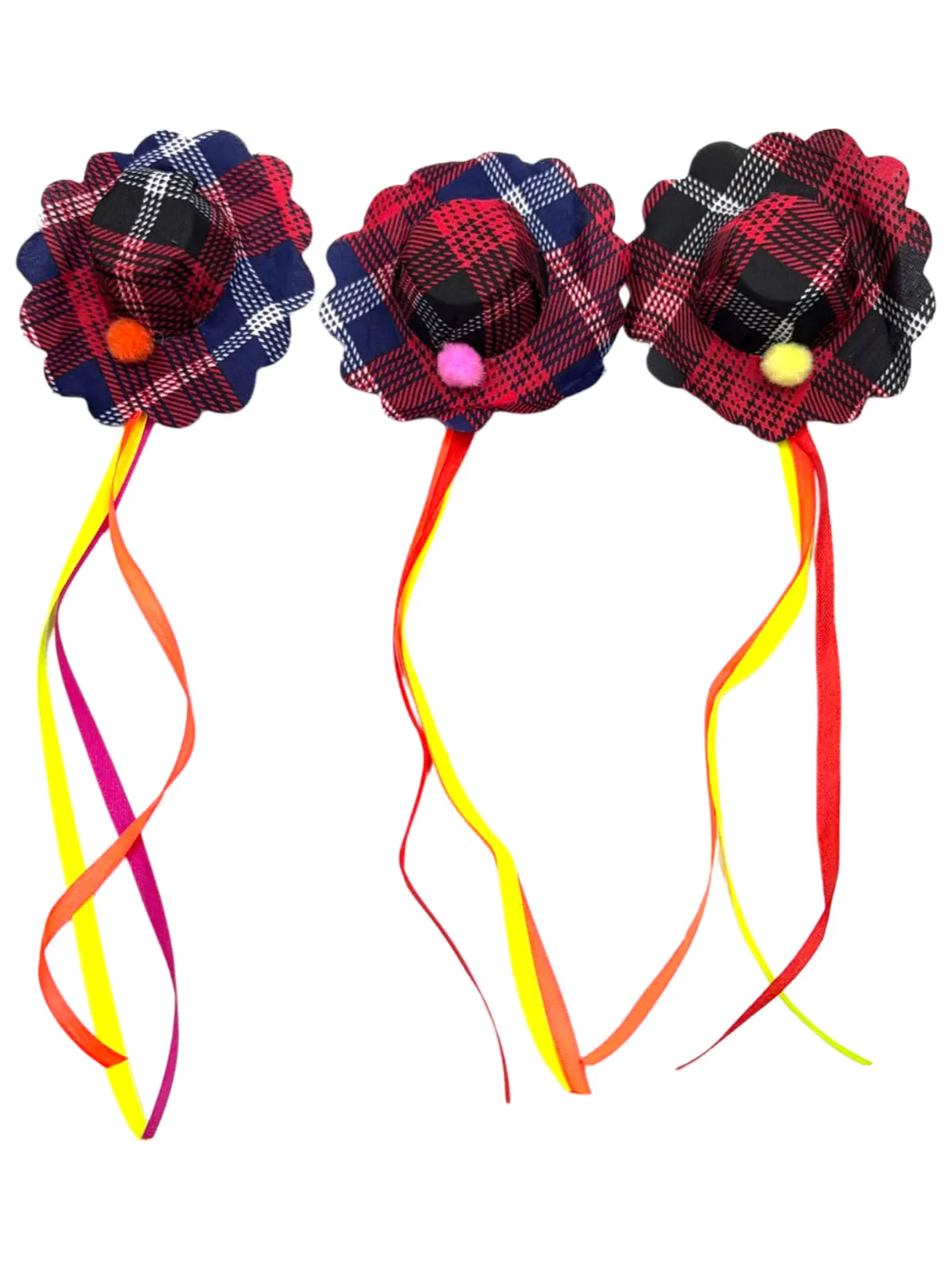 Presilha Cabelo Mini Chapeu Xadrez Festa Junina Kit 12 Unid