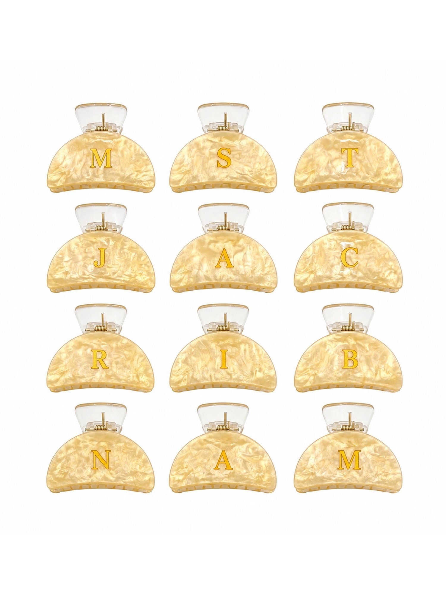 Piranha Letra Inicial Creme Marmorizada Acrílico 6cm 12Peças