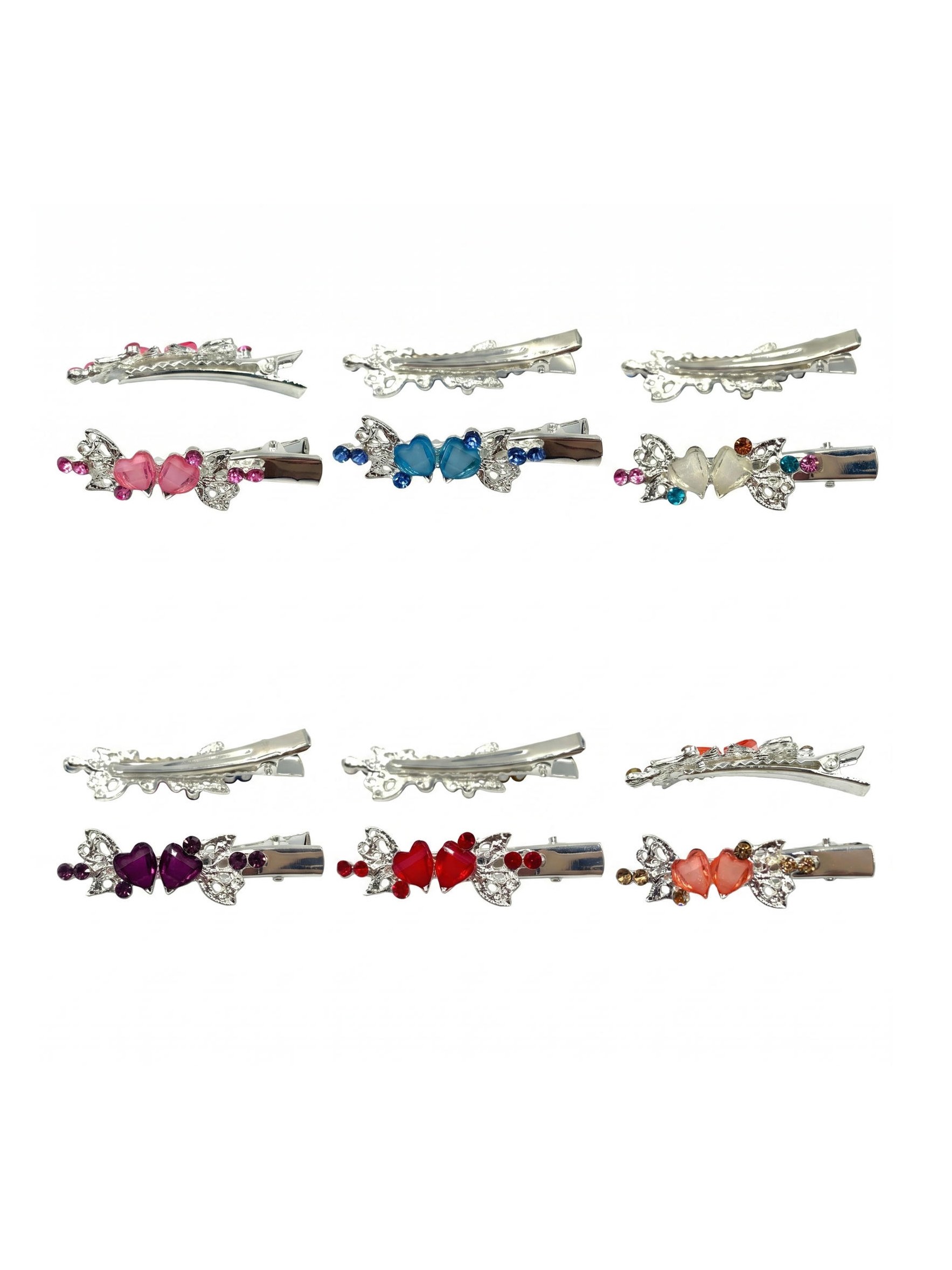 Bico de Pato Presilha Cabelo Metal Strass Enfeite 24 Peças