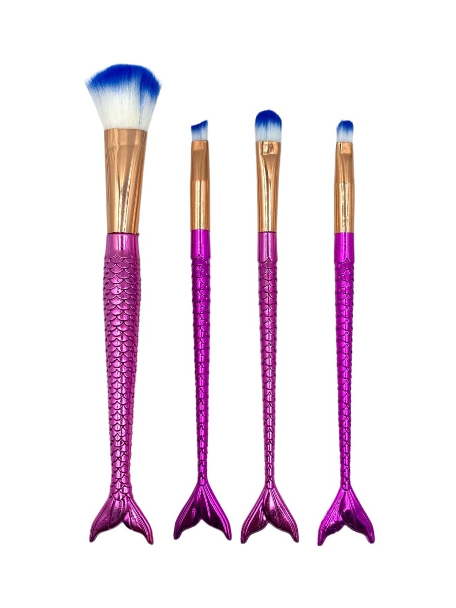 Pinceis de Maquiagem Sereia Rosto e Olho Kit 4
