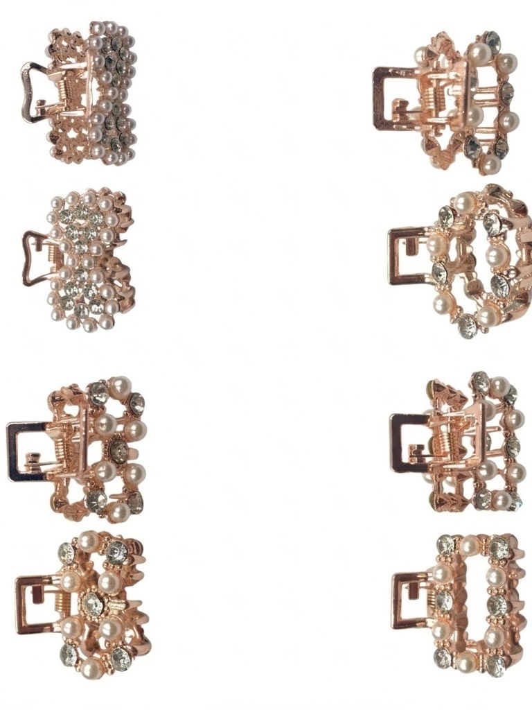 Kit 12 Piranha Cabelo Mini Metal Perola Strass Chique