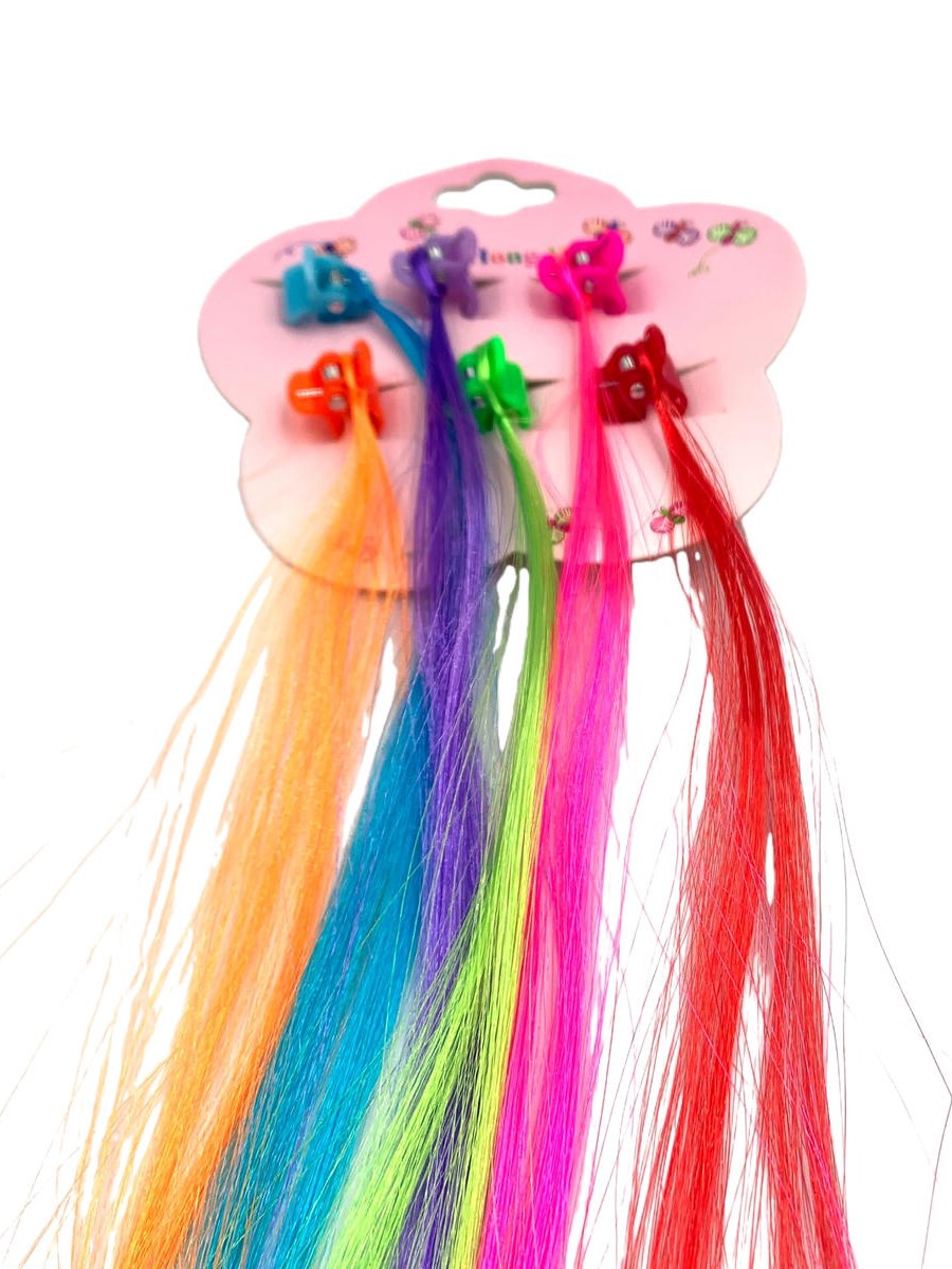 Mecha Cabelo Colorida Infantil Aplique Presilha Kit 72
