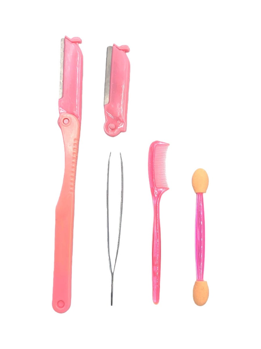 Cuidados Design de Sobrancelha Navalha Rosa Kit 5