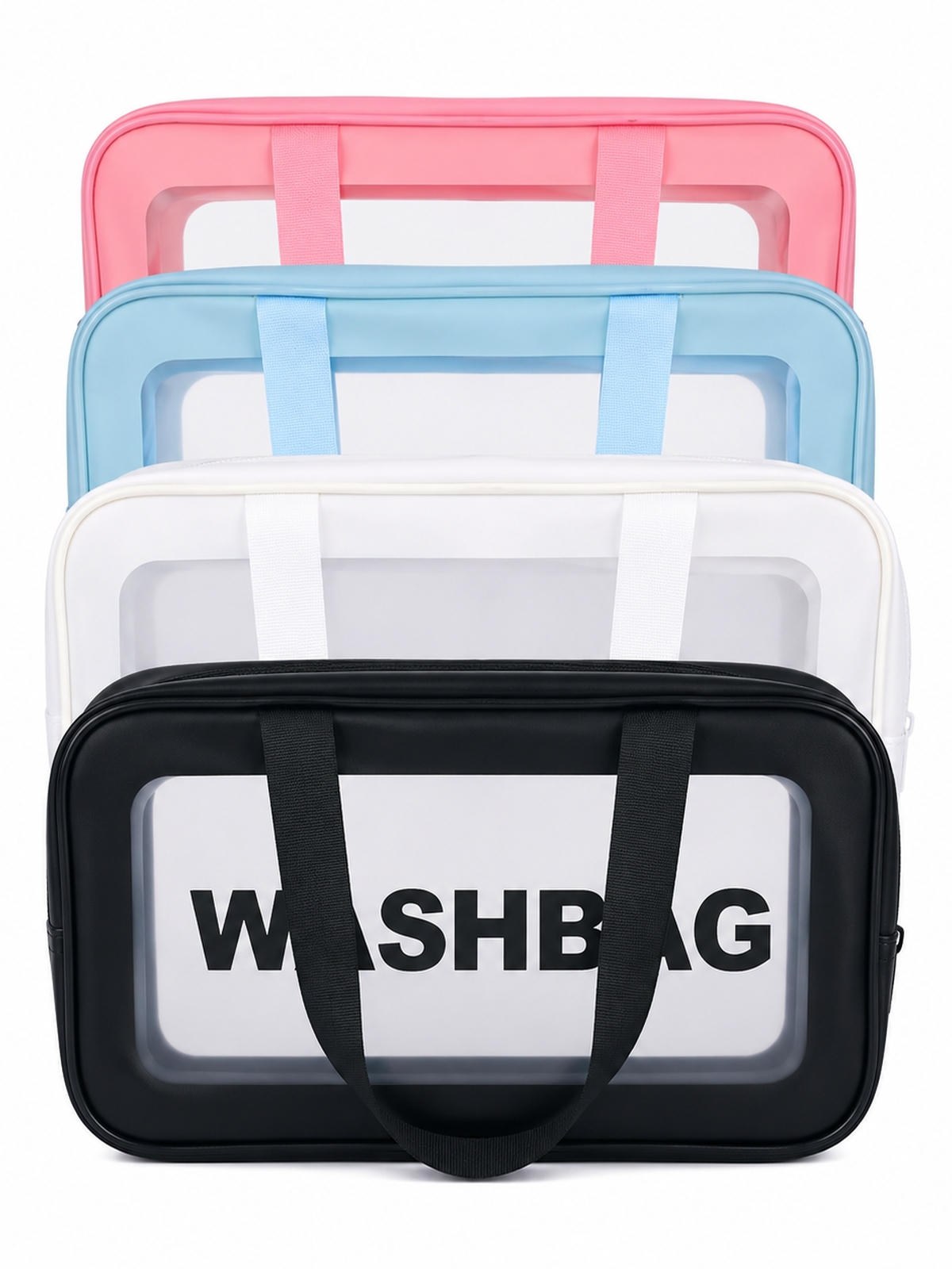 Kit 3 Necessaire Washbag Transparente Impermeável Maquiagem