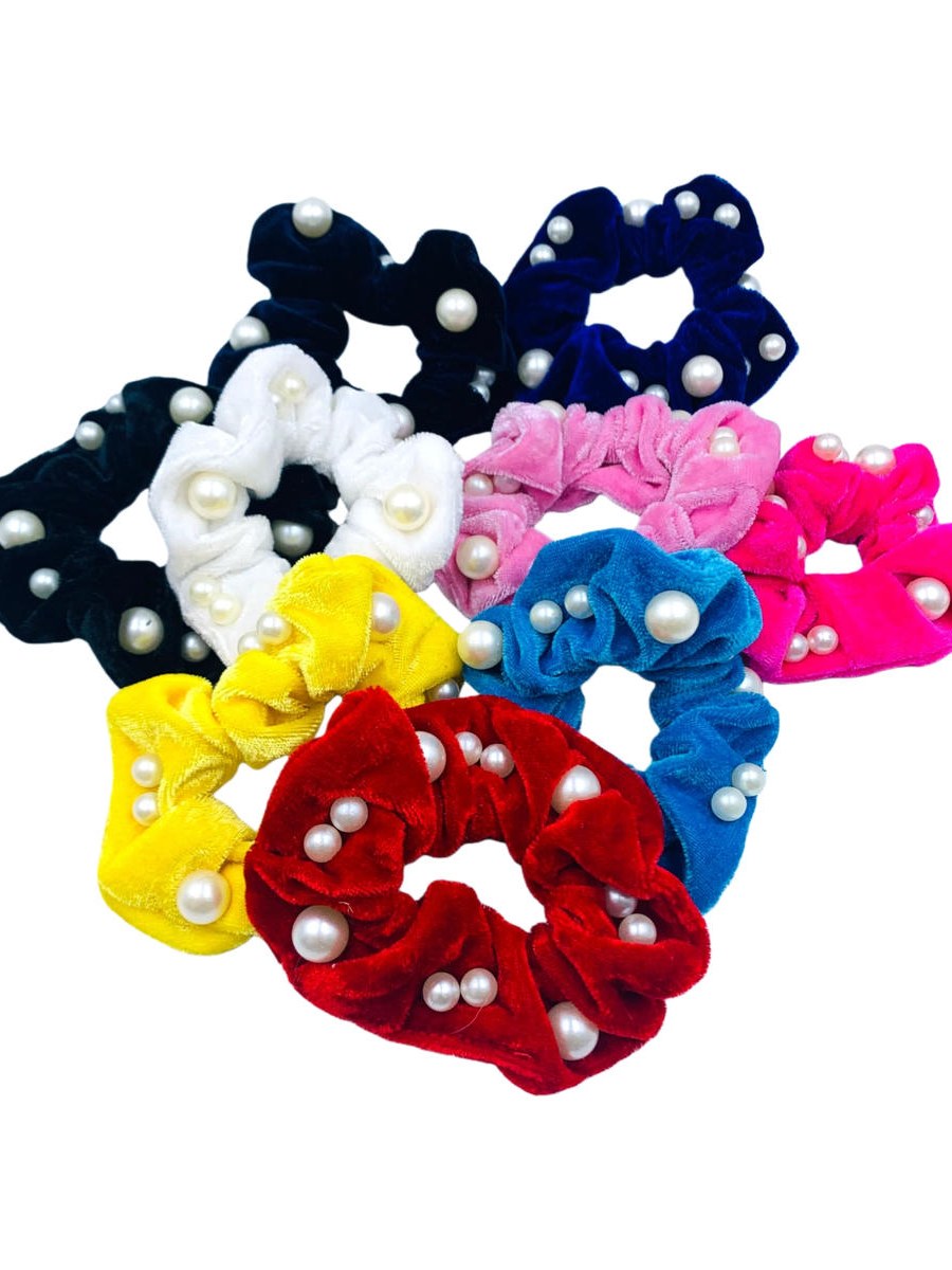 12 Pc Elástico de Cabelo Xuxinha Veludo Strass Pérola